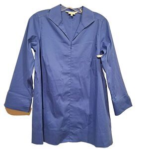FOXCROFT NYC Lydia 3/4 Sleeve Tunic Top Blouse No Iron Stretch Full Zip Size 4